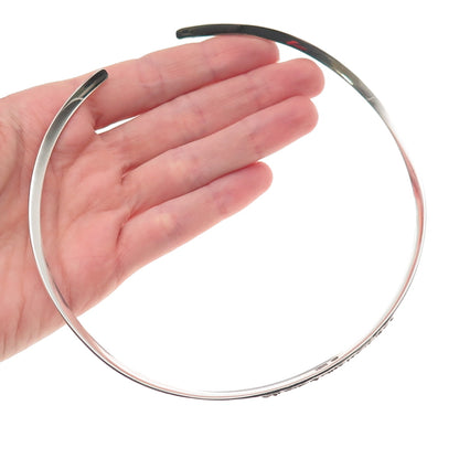 Sajen 925 Sterling Silver Vintage Modernist Swirl Choker Necklace 14-16"