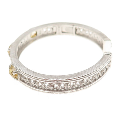 Judith Ripka 925 Sterling Silver Real Lemon Quartz Infinity Cuff Bracelet 6.25"