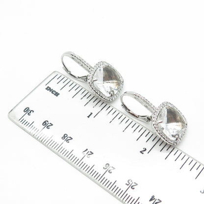 925 Sterling Silver Crystal & C Z Dangling Earrings