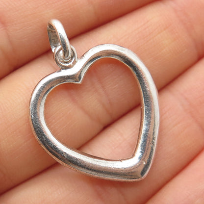 925 Sterling Silver Vintage Open Heart Charm Pendant
