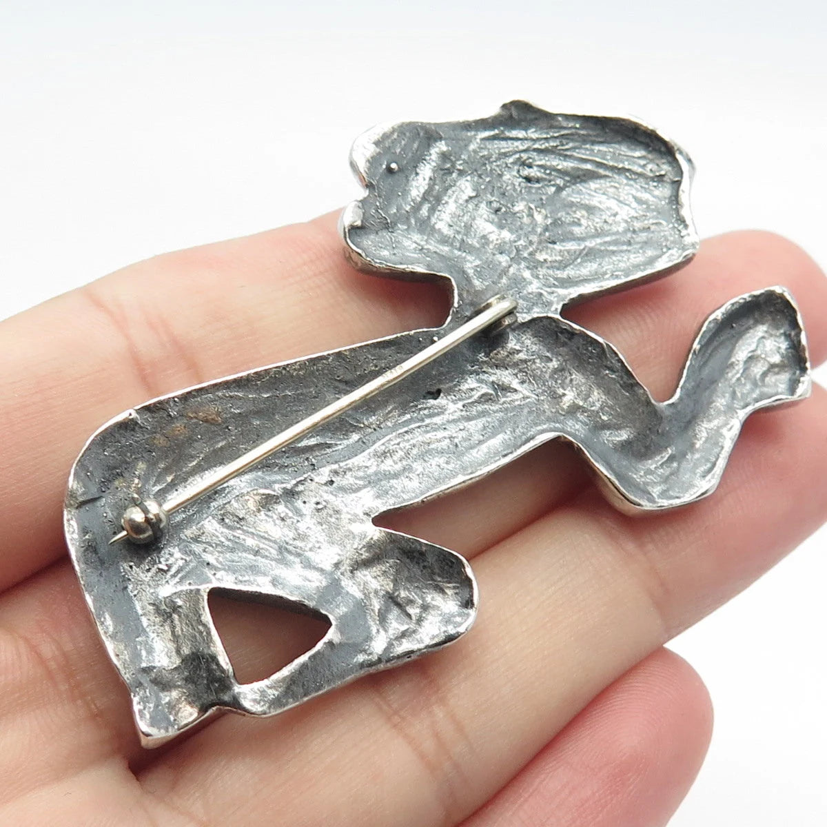 925 Sterling Silver Vintage Tribal Pin Brooch