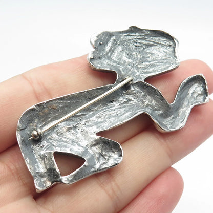 925 Sterling Silver Vintage Tribal Pin Brooch
