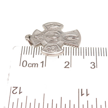 Chapel 925 Sterling Silver Filled Antique Art Deco 4-Way Cross Charm Pendant