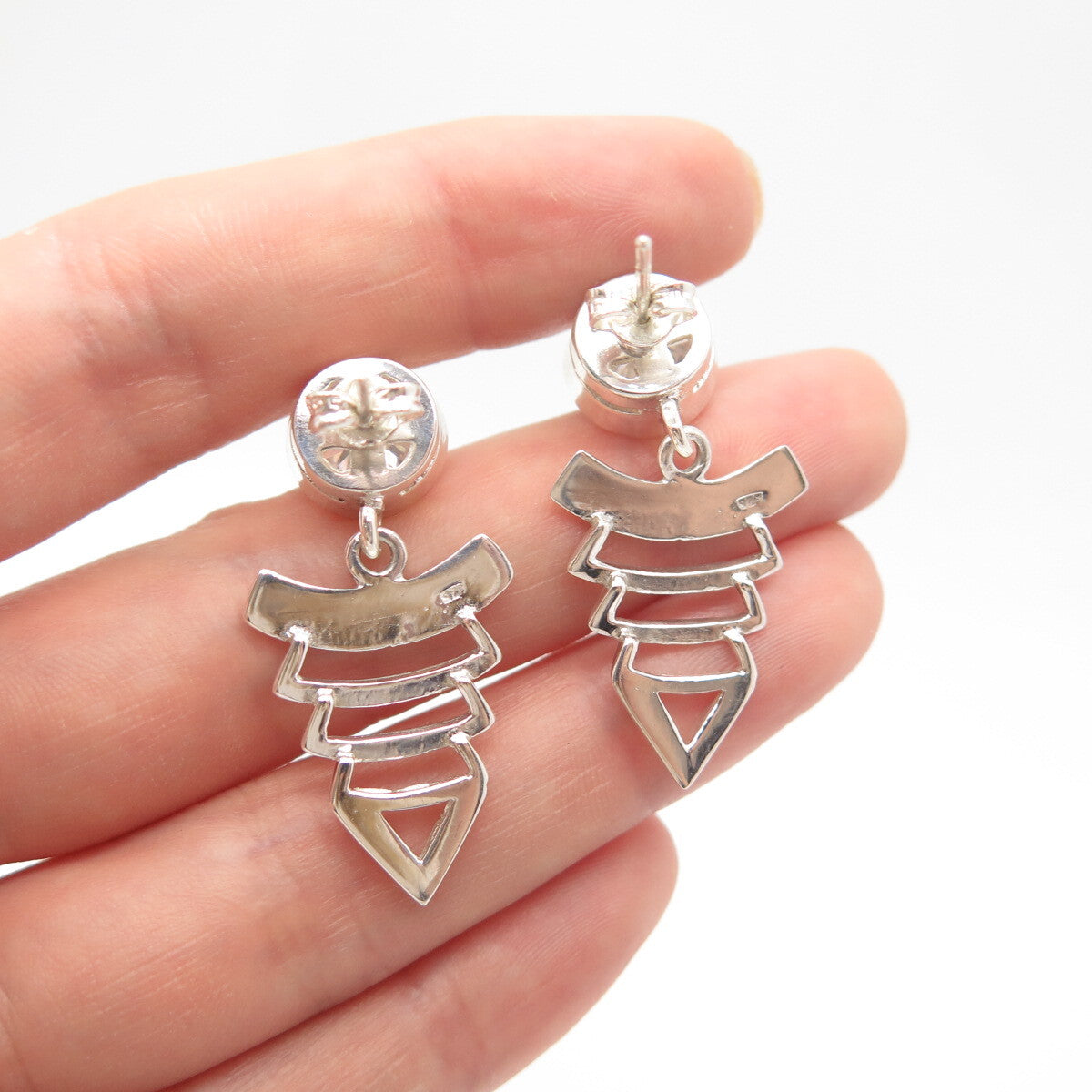 925 Sterling Silver Round-Cut C Z Dangling Earrings
