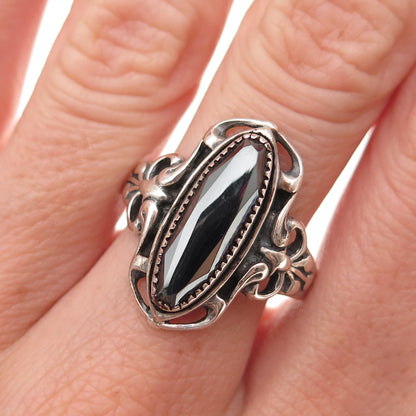 Wheeler Mfg Old Pawn 925 Sterling Silver Vintage Hematite Oxidized Ring Size 10