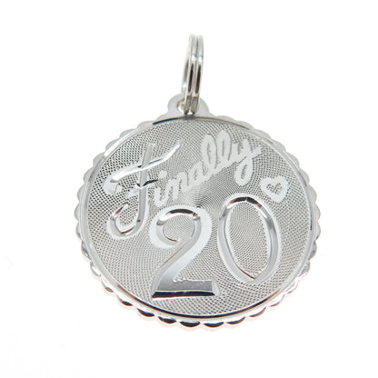 925 Sterling Silver Vintage "Finally 20" Round Pendant