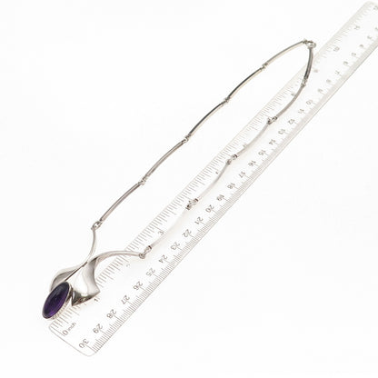 Niels Erik From 925S Sterling Silver Vintage Denmark Real Amethyst Necklace 16"