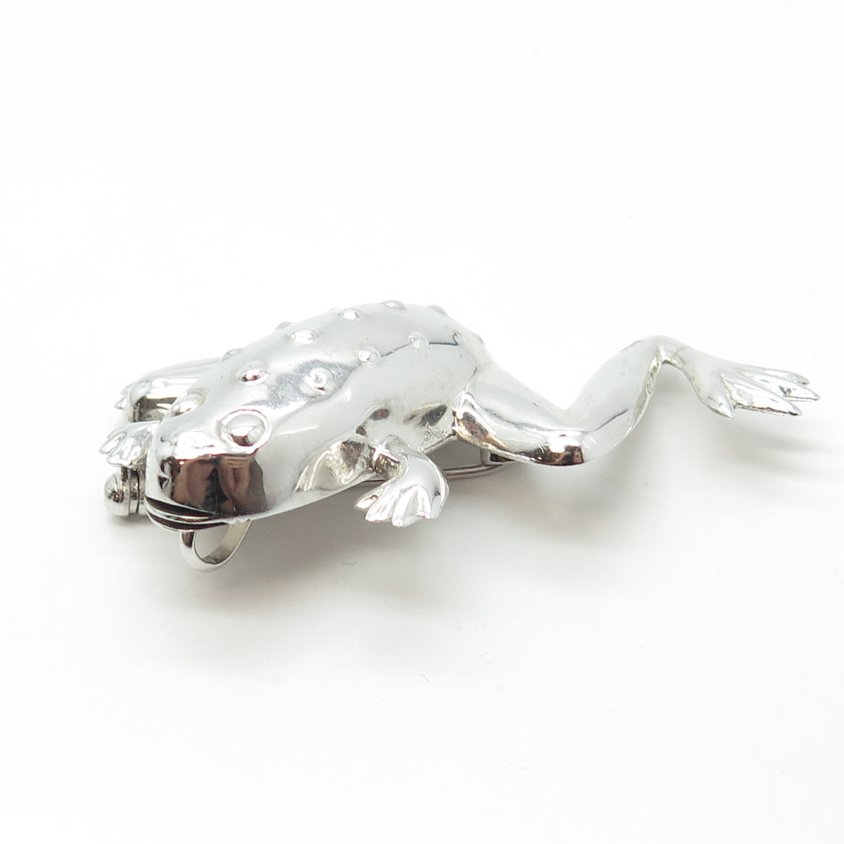 925 Sterling Silver Vintage Frog Good Luck Pin Brooch Pendant