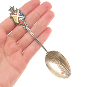 925 Sterling Silver Antique Art Deco Enamel Montreal Coat of Arms Coffee Spoon