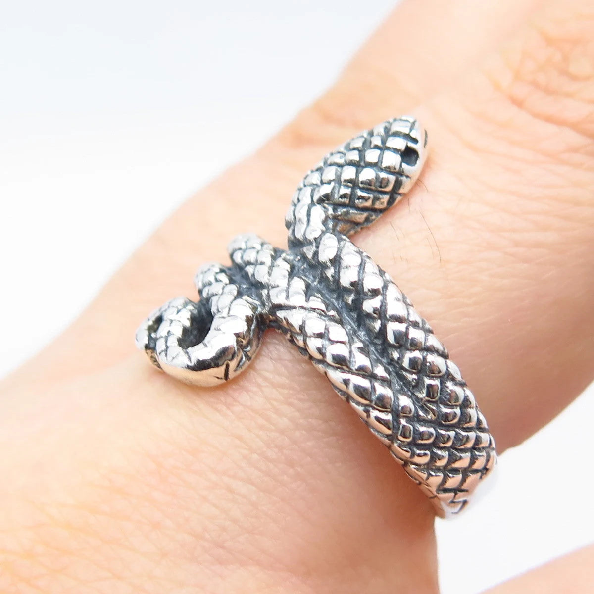 950 Silver Vintage Snake Ring Size 7.75