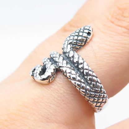 950 Silver Vintage Snake Ring Size 7.75