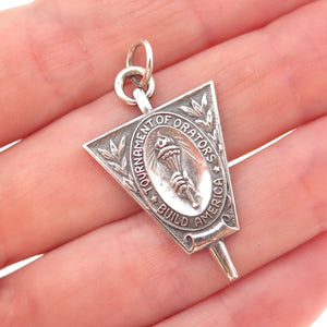 925 Sterling Silver Vintage 1955 Tournament of Orators NY Journal Award Pendant