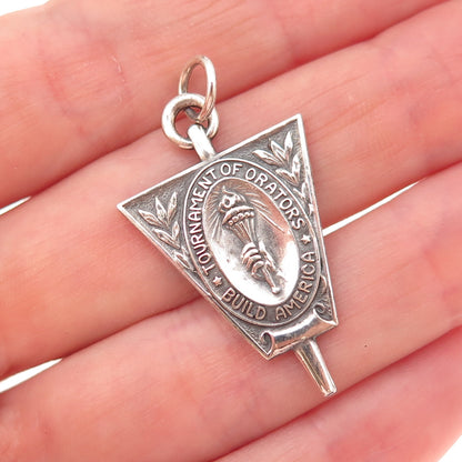 925 Sterling Silver Vintage 1955 Tournament of Orators NY Journal Award Pendant