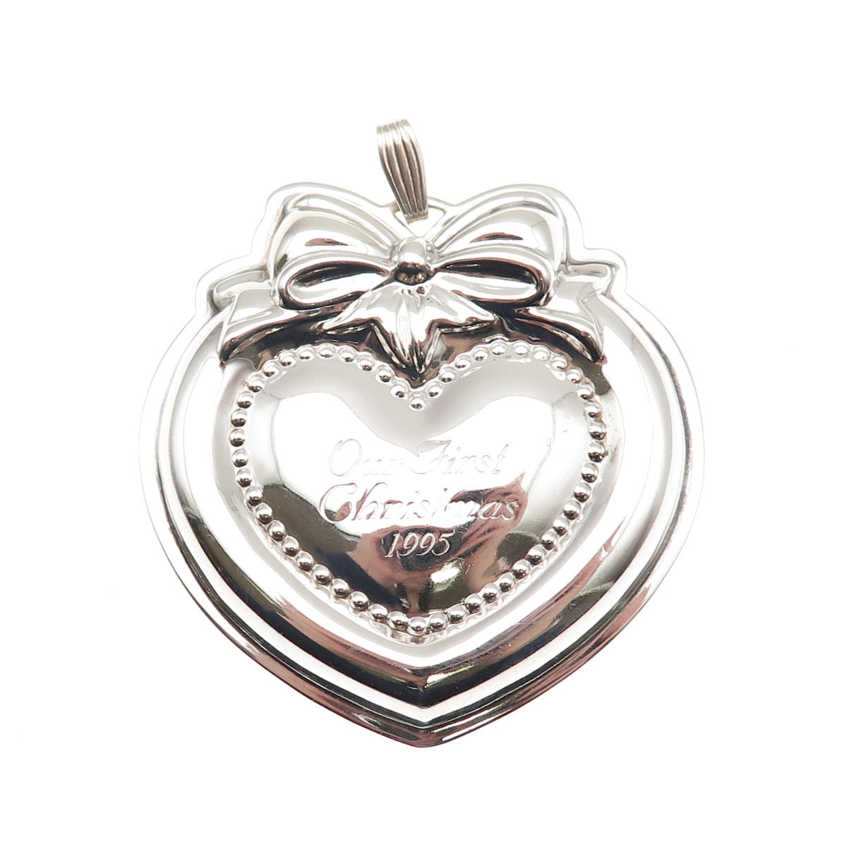 Reed & Barton Sterling Silver Vintage 1995 Our First Christmas Heart Ornament