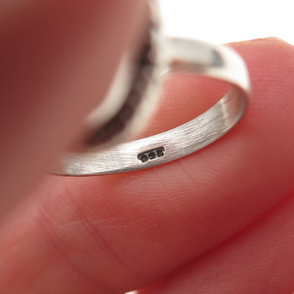 925 Sterling Silver Vintage Real Bisbee Turquoise Oxidized Ring Size 6.25