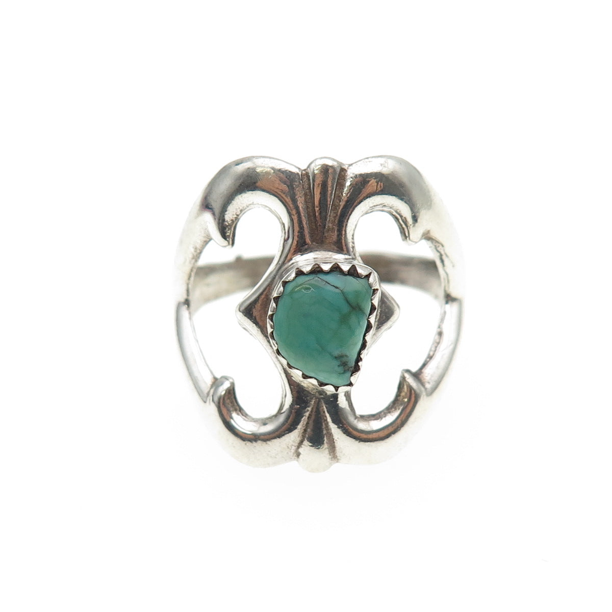 Old Pawn 925 Sterling Silver Vintage Southwestern Turquoise Ring Size 10.25