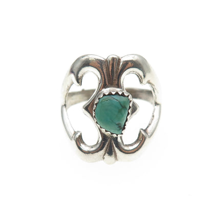Old Pawn 925 Sterling Silver Vintage Southwestern Turquoise Ring Size 10.25