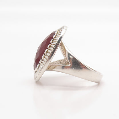 925 Sterling Silver Vintage Whitney Kelly Real Carnelian Gemstone Ring Size 9.25