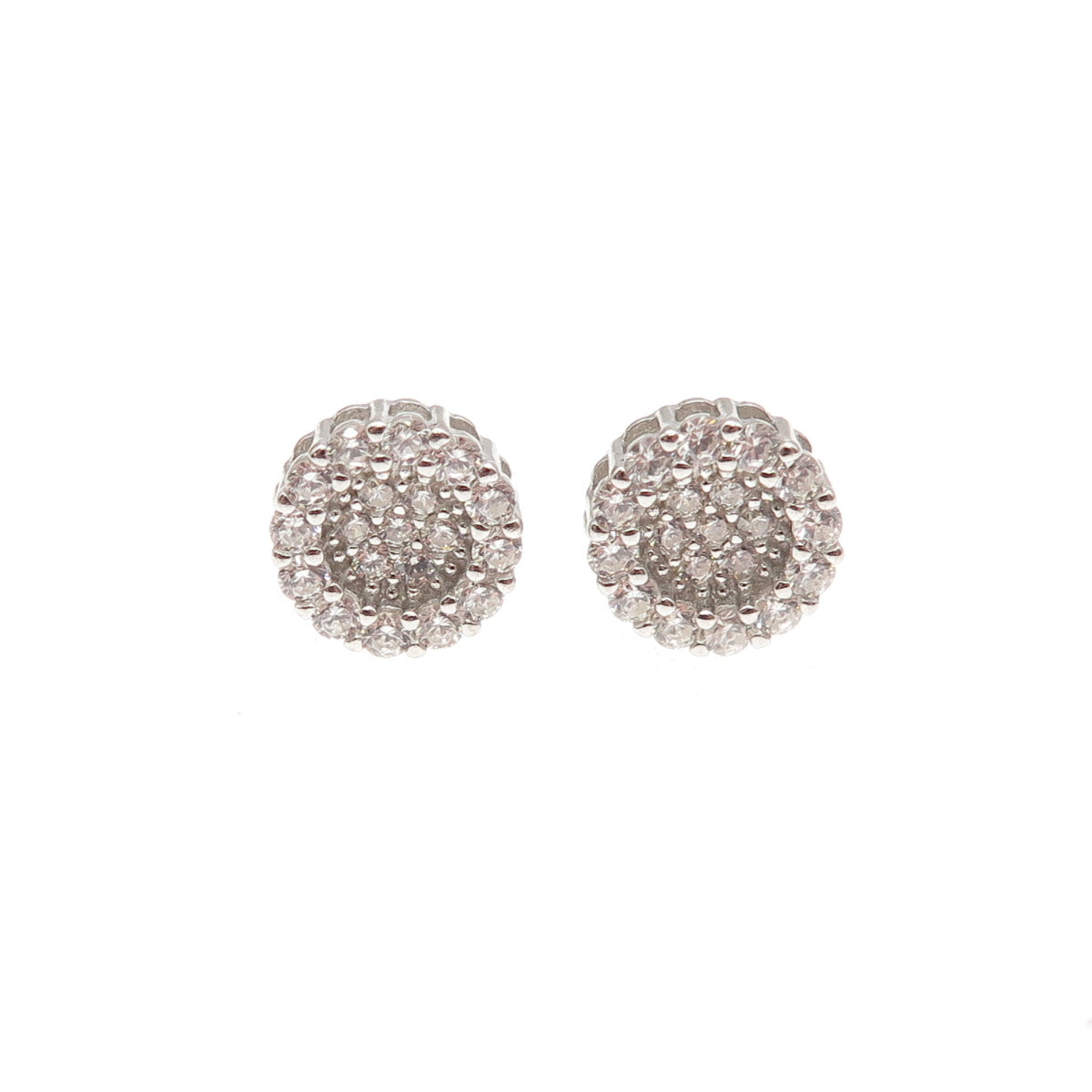 925 Sterling Silver Round-Cut C Z Stud Earrings