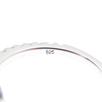 925 Sterling Silver Oval & Round-Cut Shaped C Z Engagement Ring Size 5.75