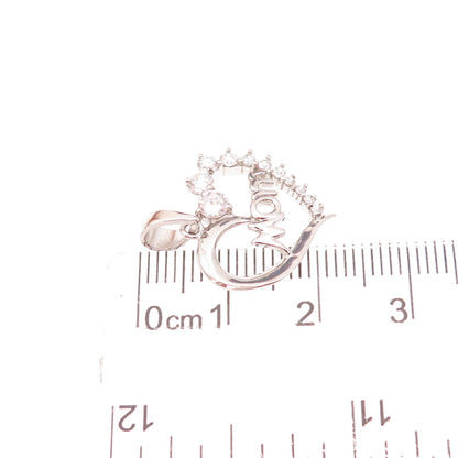 Han 925 Sterling Silver Round-Cut C Z Mom Heart Charm Pendant