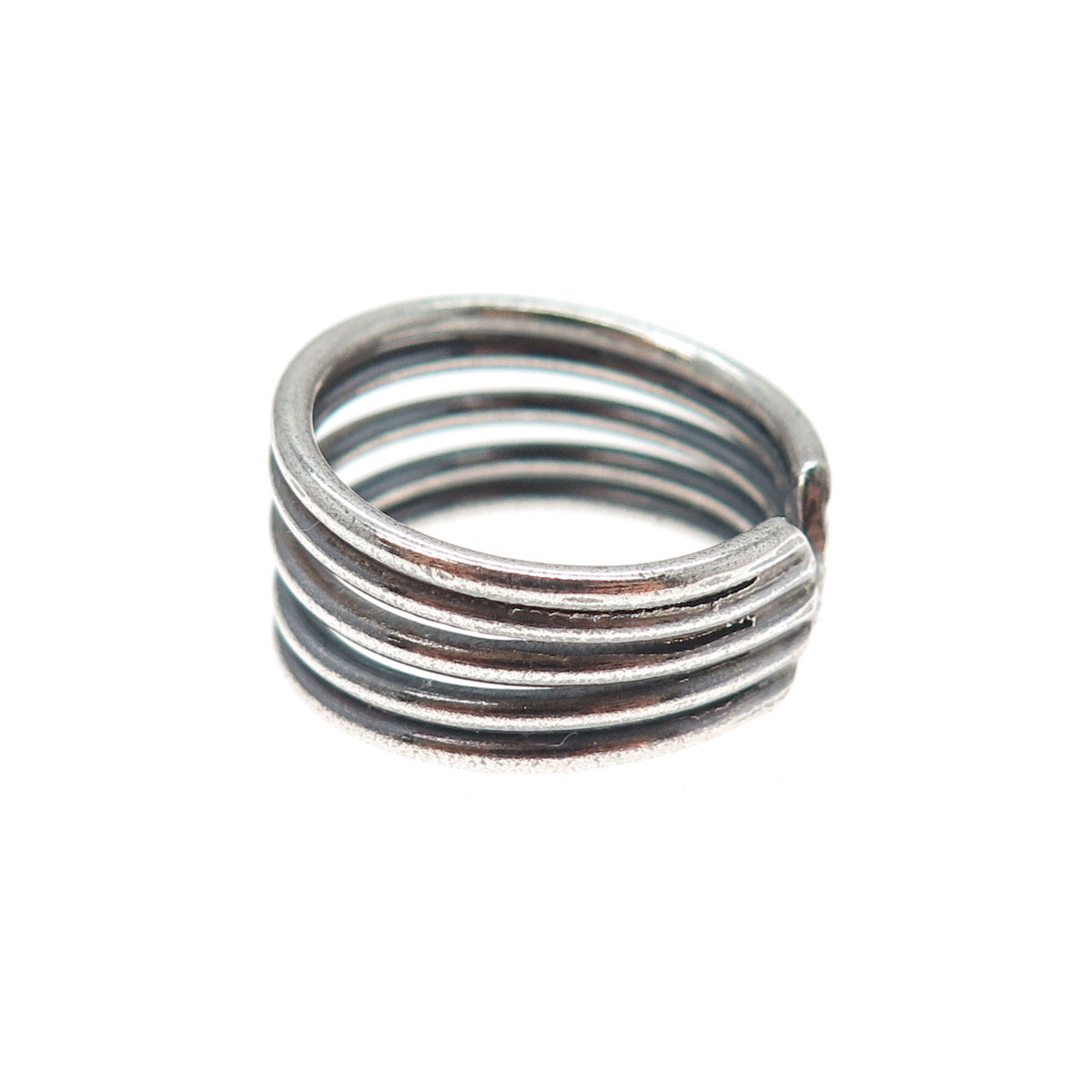 925 Sterling Silver Vintage Multi-Row Oxidized Adjustable Ring Size 6.75