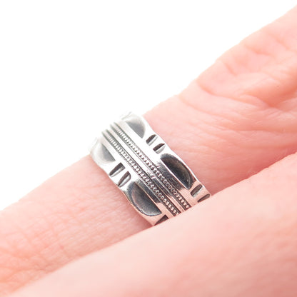 J.D. SCHLANG CO. 925 Sterling Silver Vintage Oxidized Band Ring Size 4.5
