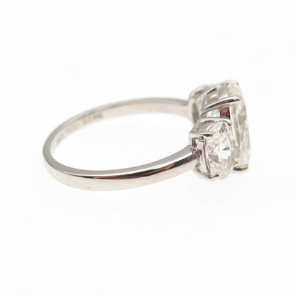 DSMK 925 Sterling Silver Oval-Cut C Z Engagement Ring Size 9.25