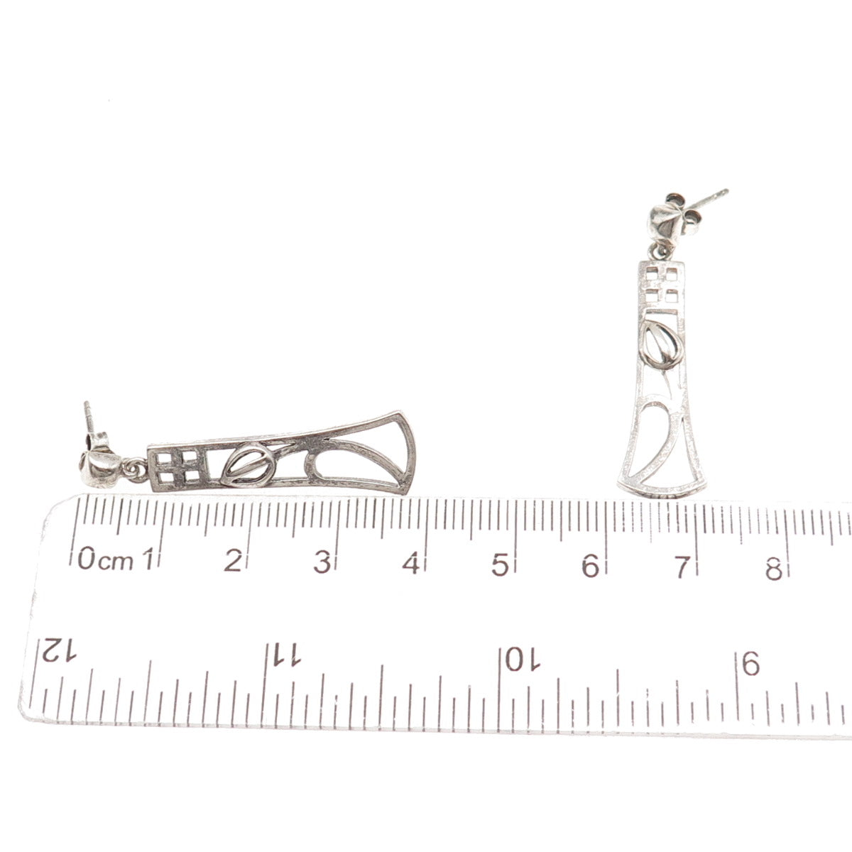 925 Sterling Silver Vintage Tulip Flower Oxidized Dangle Earrings