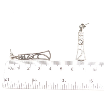 925 Sterling Silver Vintage Tulip Flower Oxidized Dangle Earrings