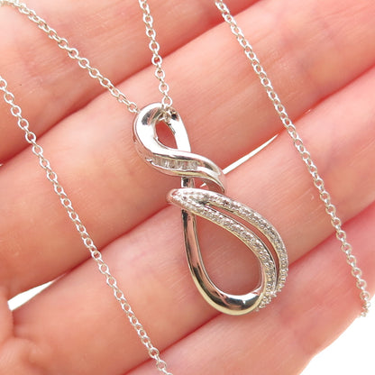 Sun 925 Sterling Silver Real Diamond Infinity Cable Chain Necklace 18"