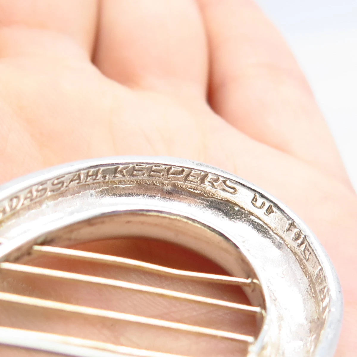 925 Sterling Silver / 14K Gold Vintage Modernist Pin Brooch