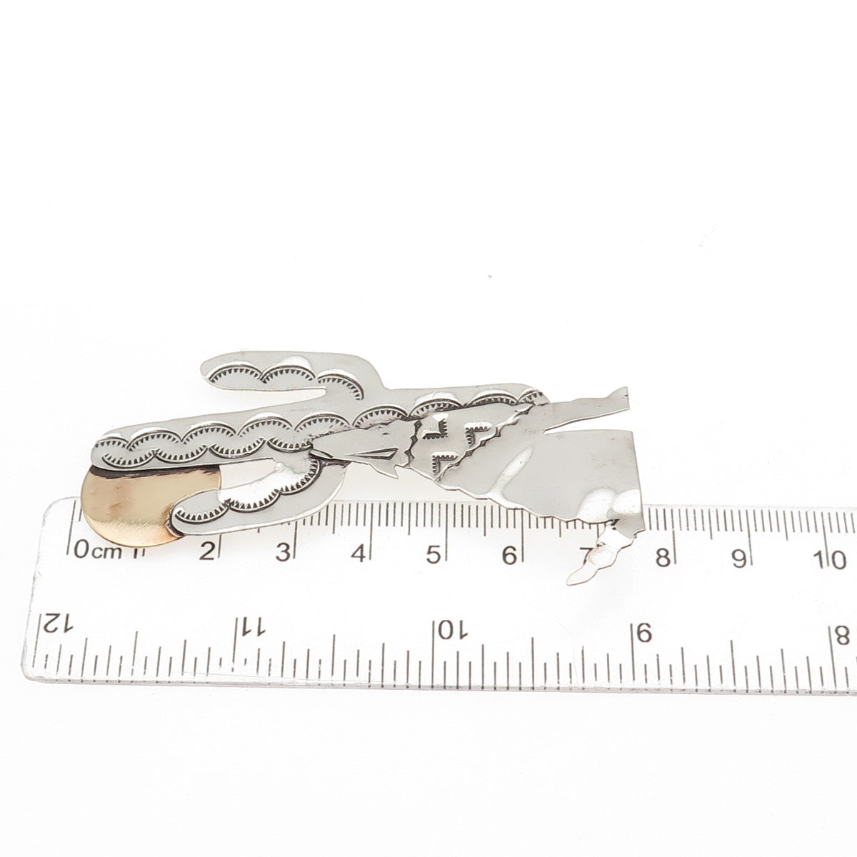 M. Begay Navajo Old Pawn Sterling Silver 2-Tone Vintage Howling Wolf Pin Brooch