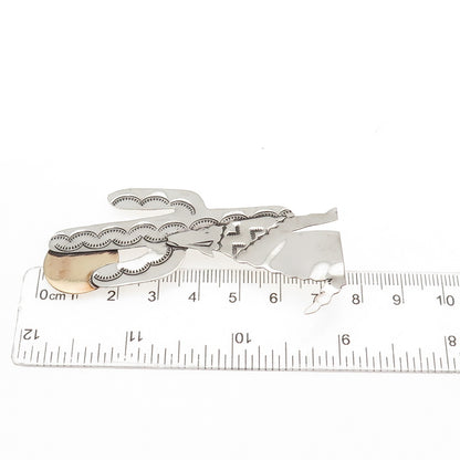 M. Begay Navajo Old Pawn Sterling Silver 2-Tone Vintage Howling Wolf Pin Brooch