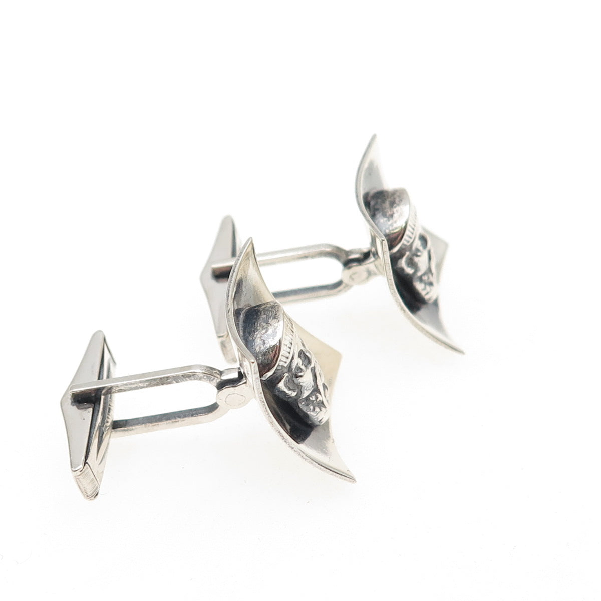 925 Sterling Silver Vintage Chinese King Oxidized Cufflinks