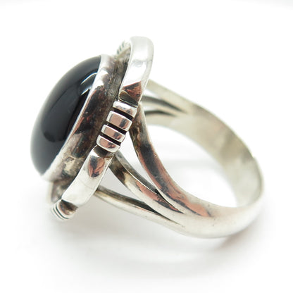 Old Pawn VPL Navajo 925 Sterling Silver Southwestern Black Onyx Ring Size 10.25