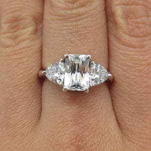 925 Sterling Silver Radiant & Triangle-Cut Shaped C Z Ring Size 7