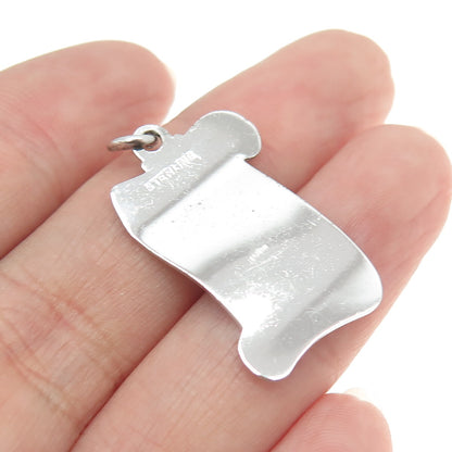 925 Sterling Silver Vintage Enamel Diploma Graduation Charm Pendant