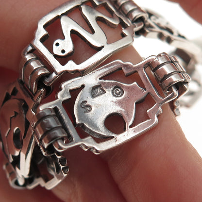 Shube Old Pawn 925 Sterling Silver Vintage Native Animal Oxidized Bracelet 6.75"
