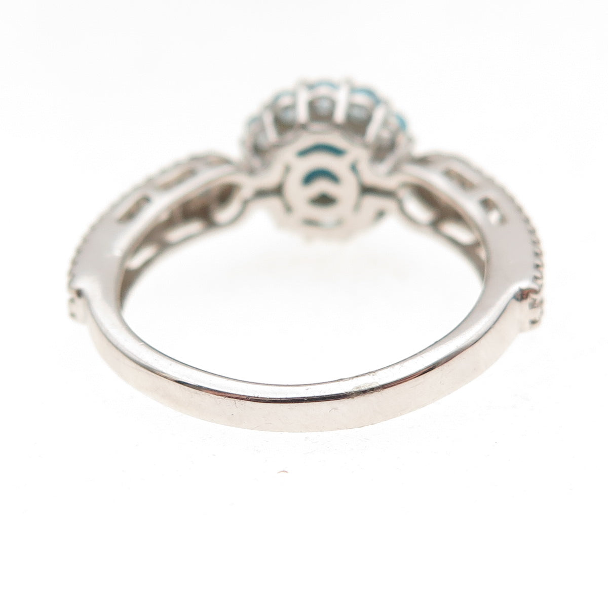 Chuck Clemency 925 Sterling Silver Real Turquoise & Blue Topaz Ring Size 8.25
