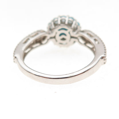 Chuck Clemency 925 Sterling Silver Real Turquoise & Blue Topaz Ring Size 8.25