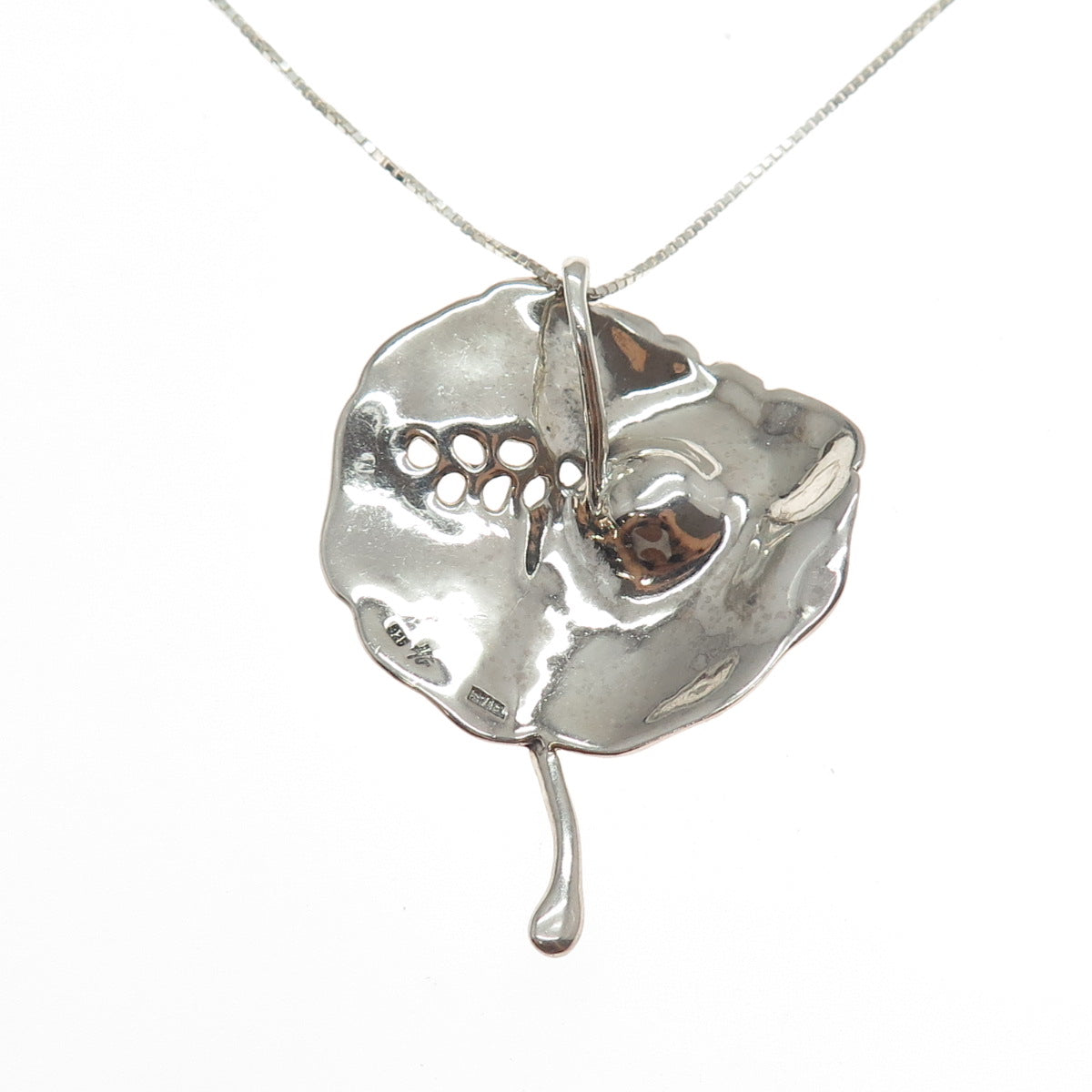HAGIT GORALI Sterling Vintage Israel Real Pearl Floral Box Chain Necklace 18"