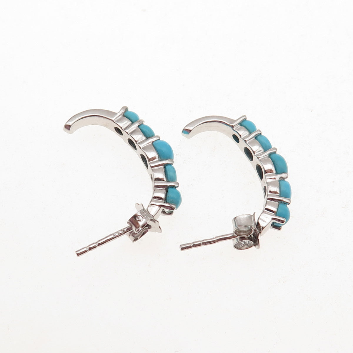 925 Sterling Silver Real Sleeping Beauty Turquoise Earrings