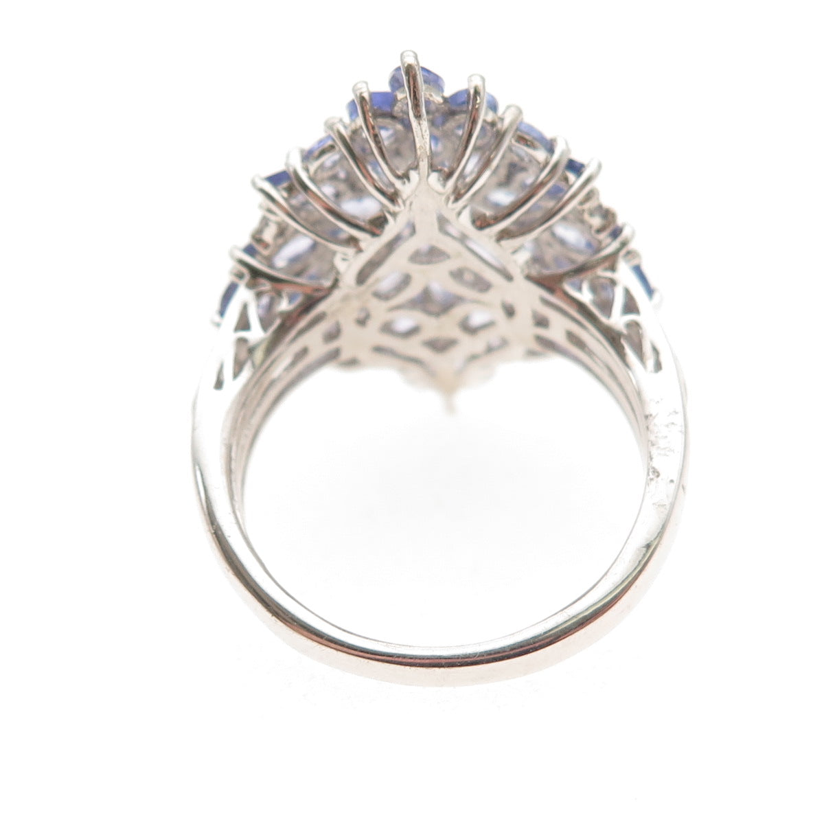 Chuck Clemency 925 Sterling Silver Real Tanzanite & White Topaz Ring Size 8.25