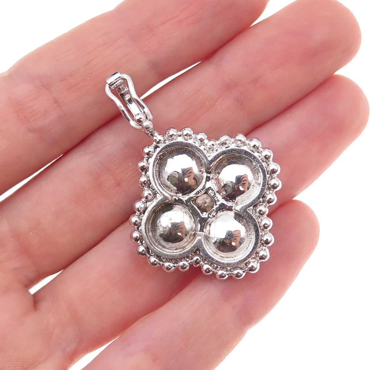 925 Sterling Silver Real Pearl Floral Charm Pendant
