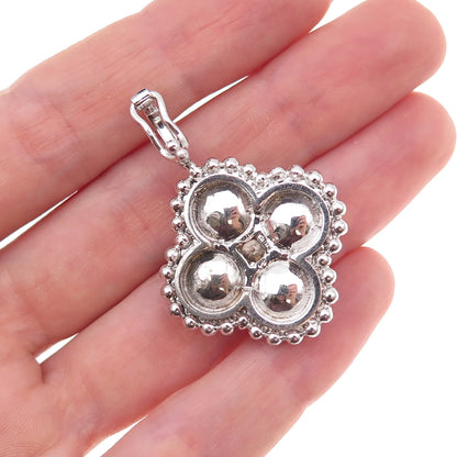 925 Sterling Silver Real Pearl Floral Charm Pendant