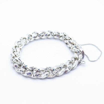 925 Sterling Silver Vintage Cable Link Bracelet 7"