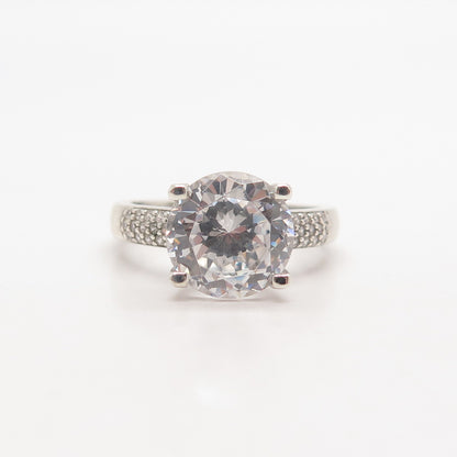 925 Sterling Silver DBJ Round-Cut C Z Ring Size 7.25