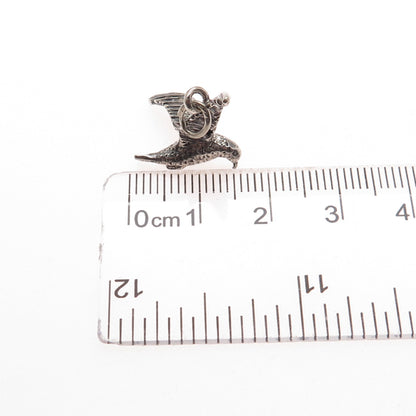 BEAU 925 Sterling Silver Vintage Seagull Oxidized Minimalist 3D Charm Pendant