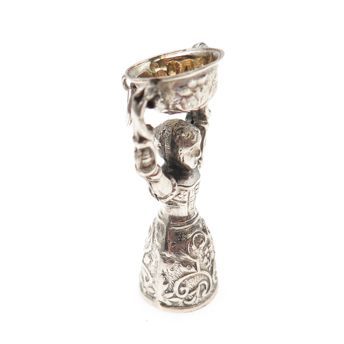 800 Silver Antique Art Deco Jungfraubecher Wedding Bridal Cup 3D Charm Pendant